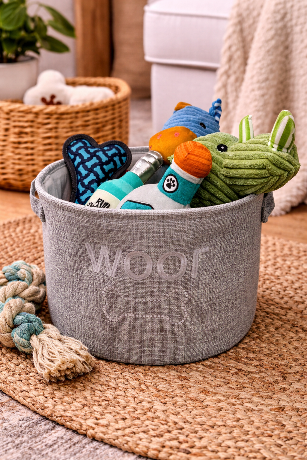 Woof Pet Toy Storage Basket (13.5"D x 10"H)