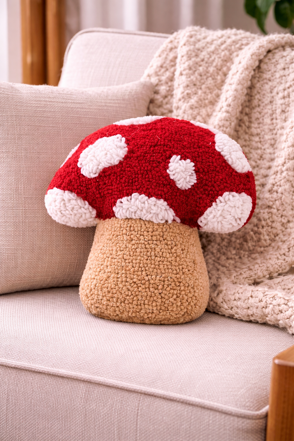 Mushroom Shaped Hook Pillow (10"x10")