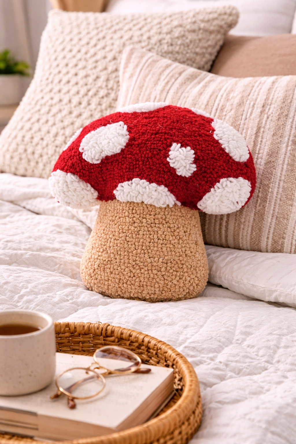 Mushroom Shaped Hook Pillow (10"x10")