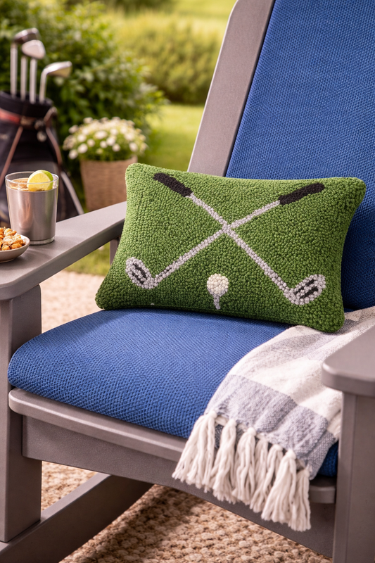 Cross Golf Clubs Wool Hooked Pillow (12"x8")