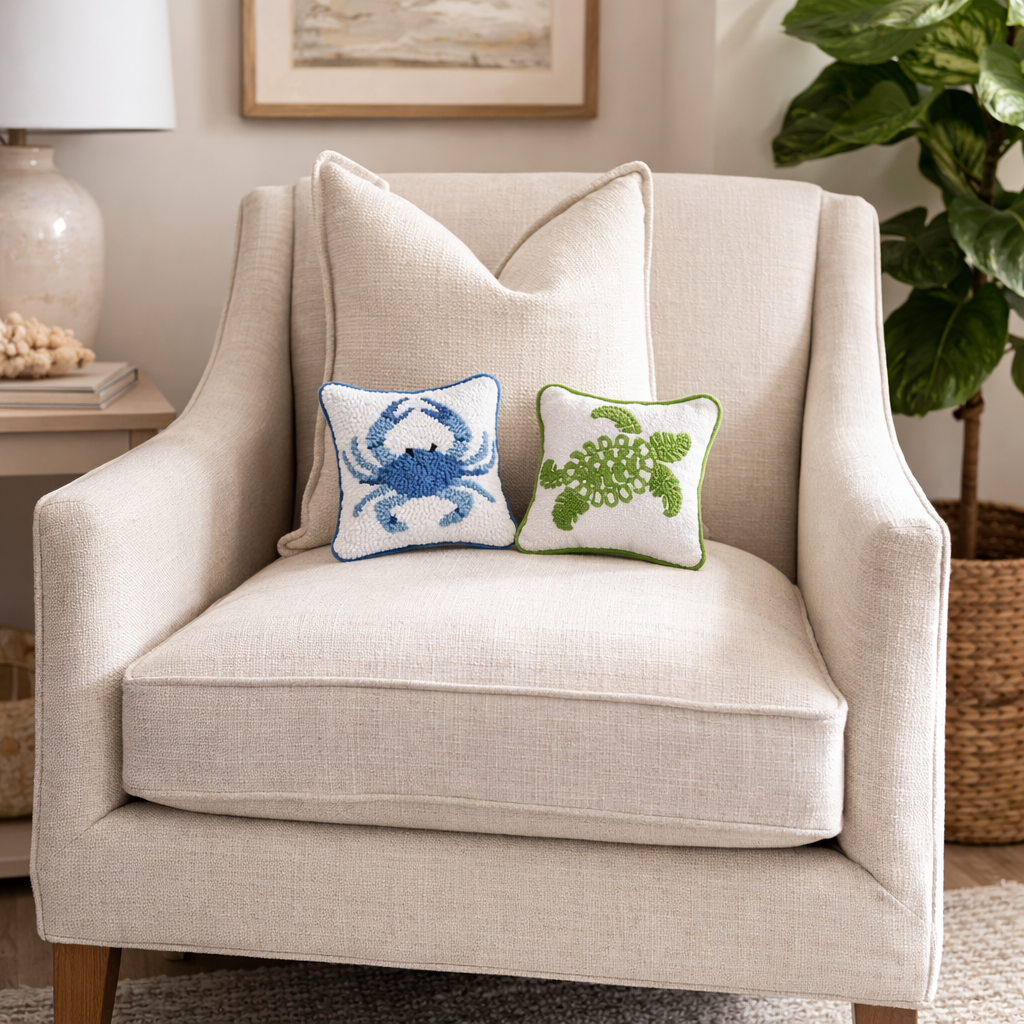 Turtle Hooked Pillow (8"x8")