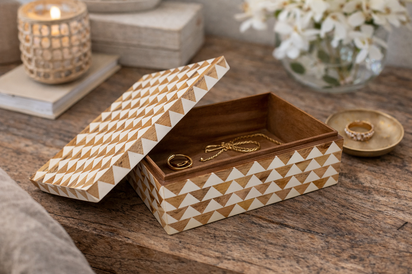 Pyramid Inlay Wood Box