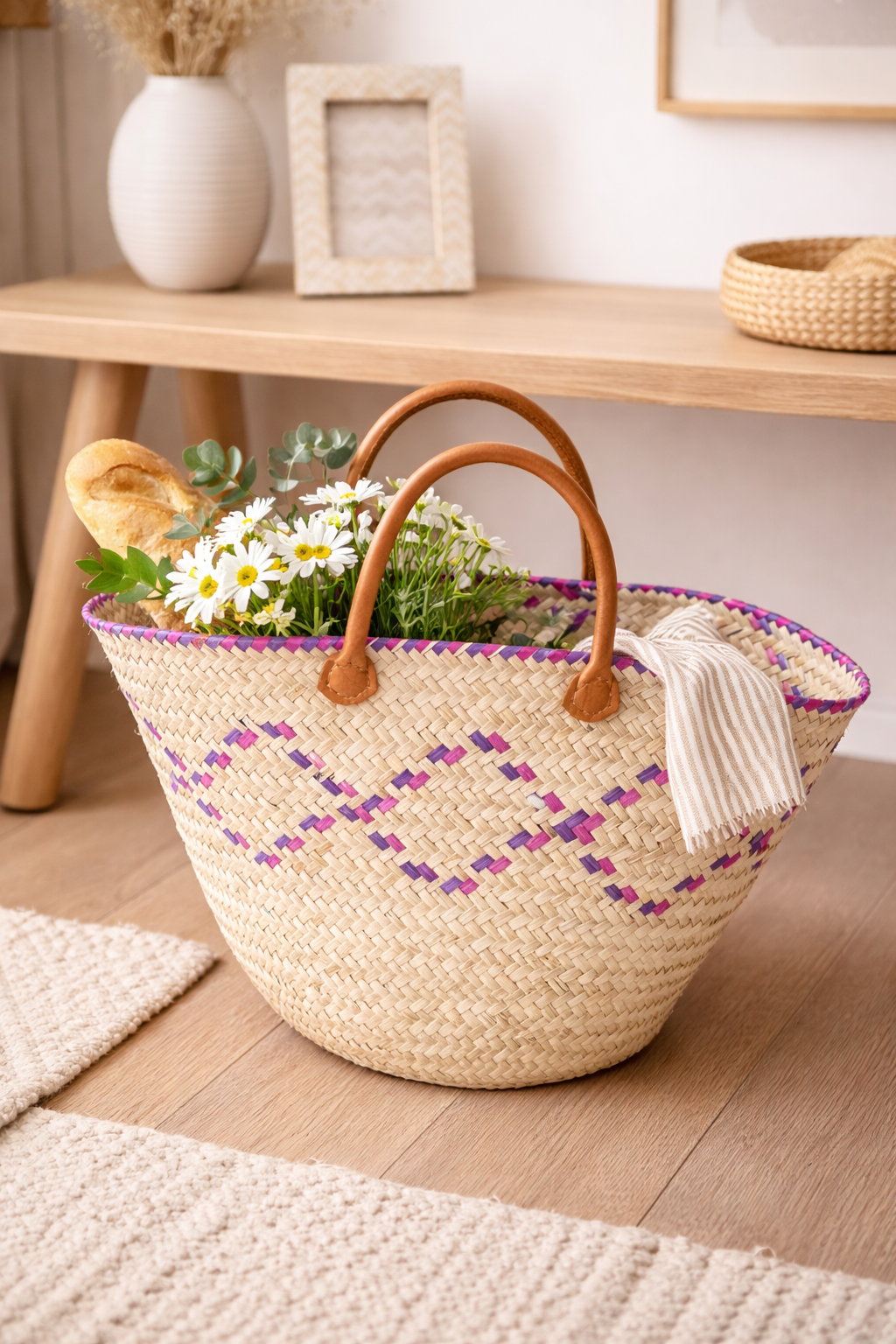 Kikapu Leather Handle Basket