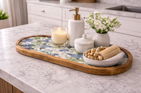 Blue Garden Bird Serving Tray
