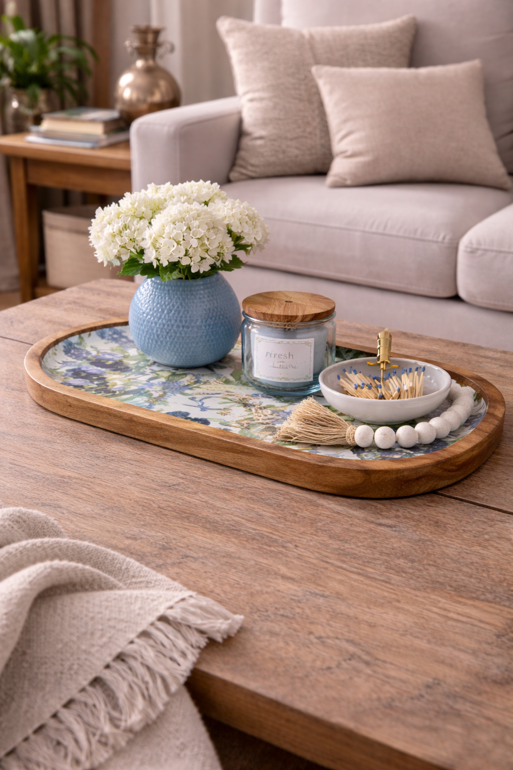 Blue Garden Bird Serving Tray