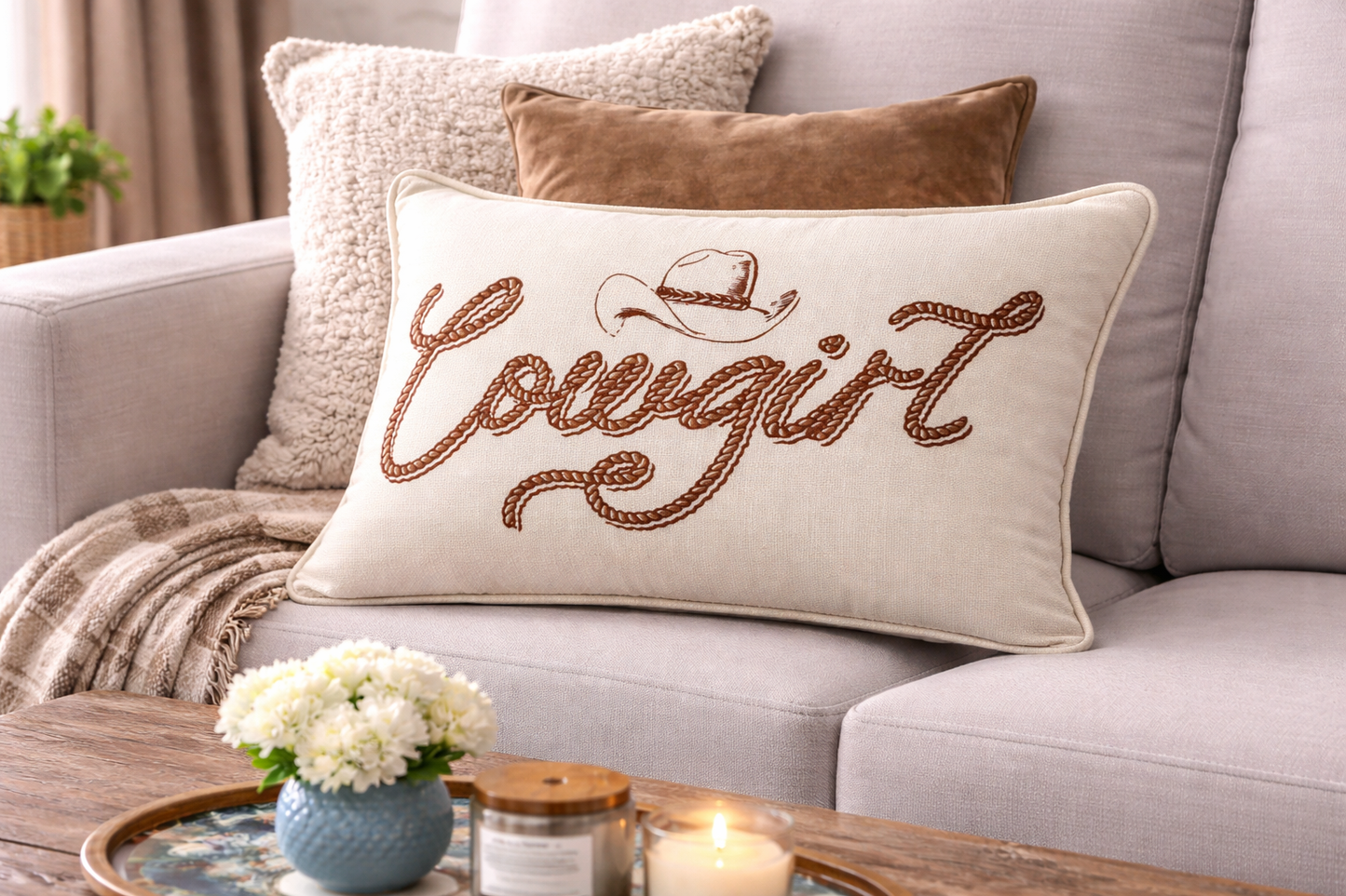 Cowgirl Pillow (20"x14")