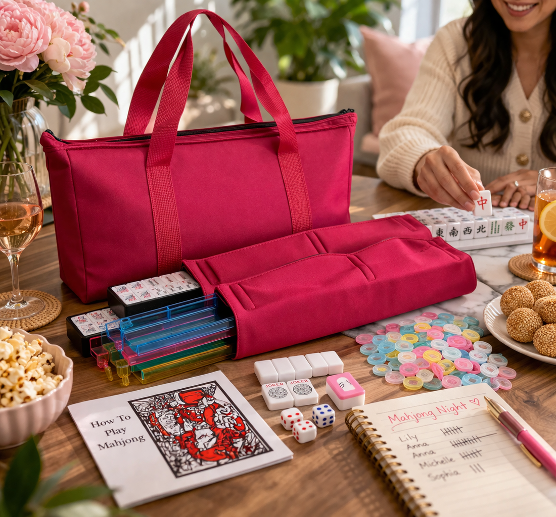 Mahjong Travel Set – Complete American Mahjong Set with Tote & Accessories (Pink)