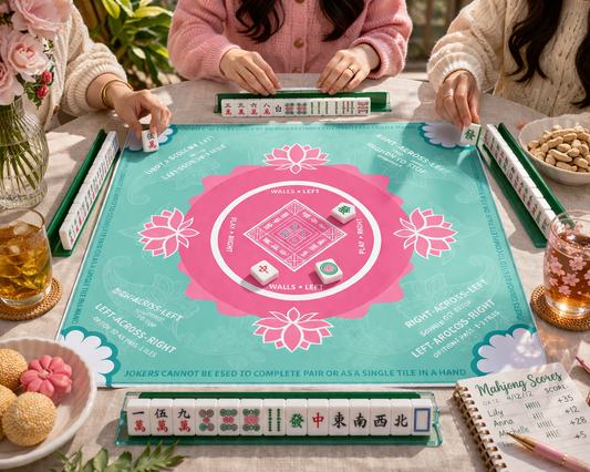 Lotus Mahjong Mat (Teal)