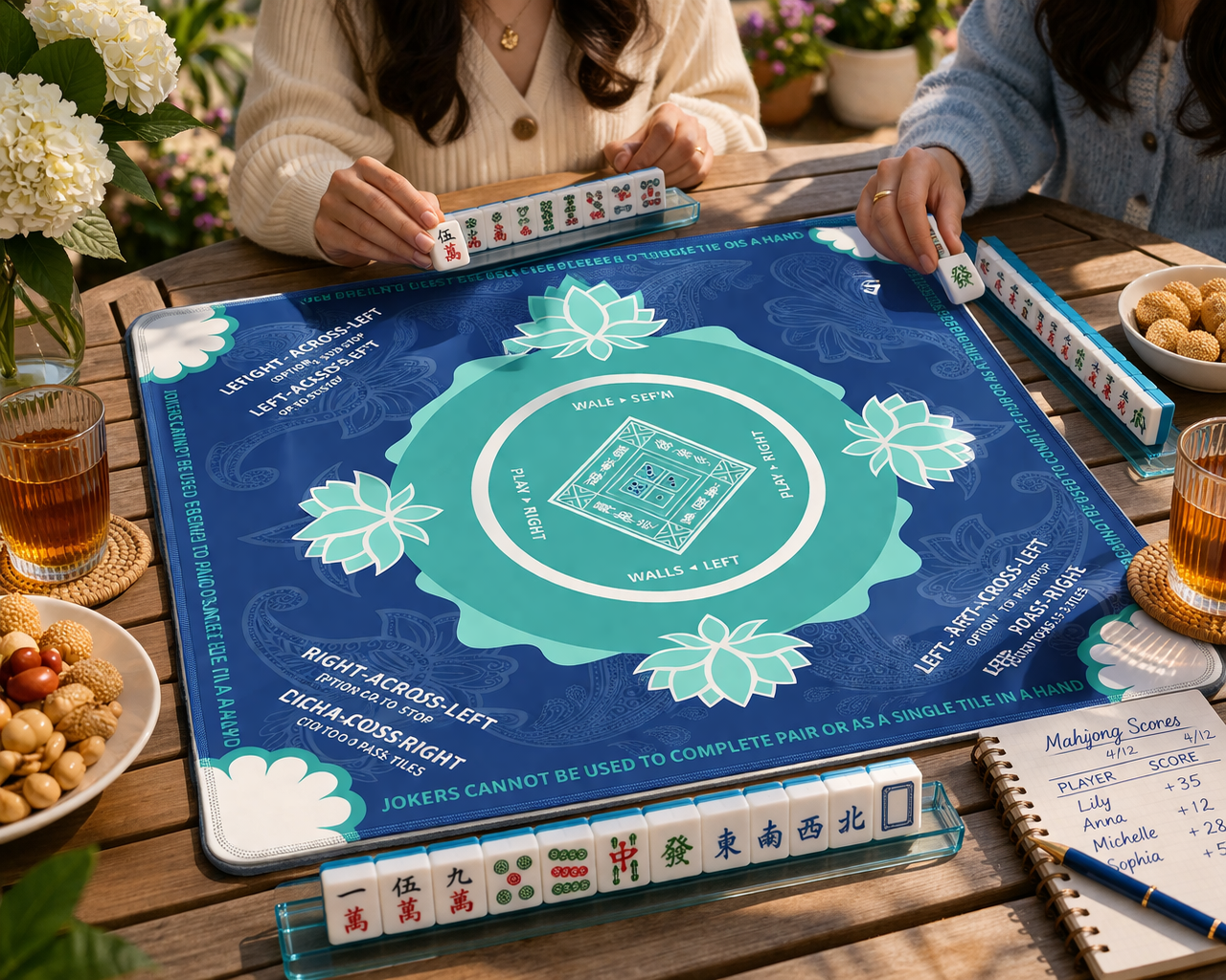 Lotus Mahjong Mat (Navy)