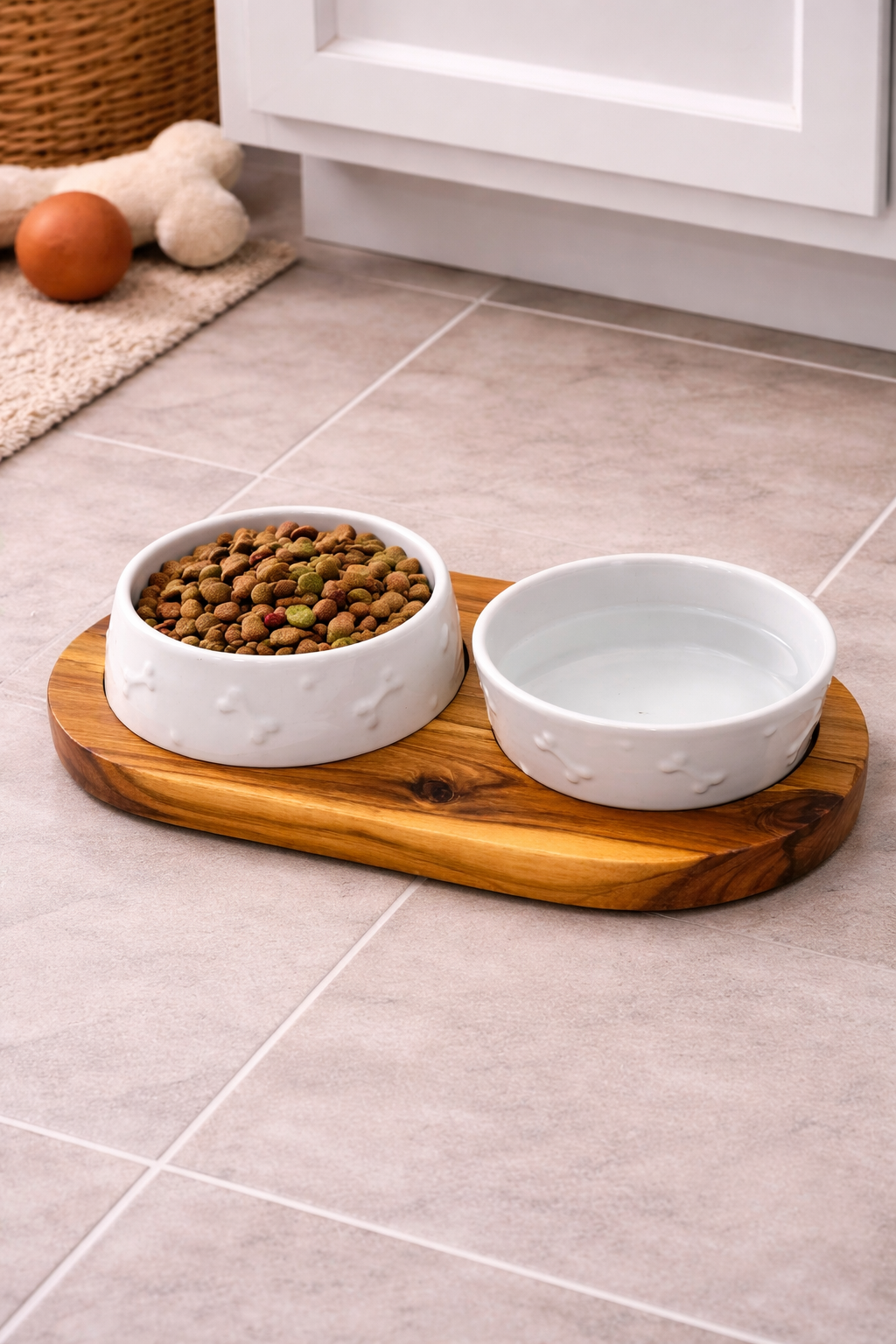 White Bones Ceramic Bowls with Stand