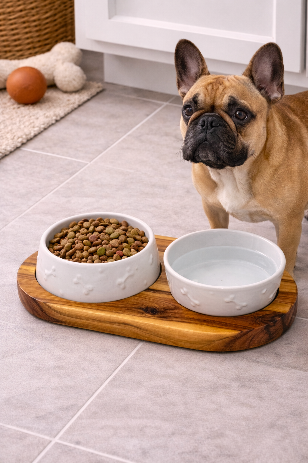 White Bones Ceramic Bowls with Stand