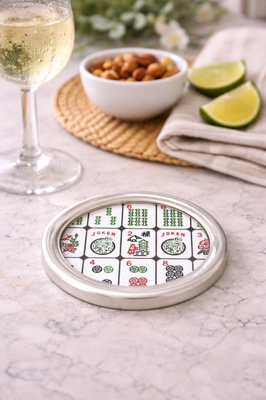 Mahjong 5" Glass Coaster