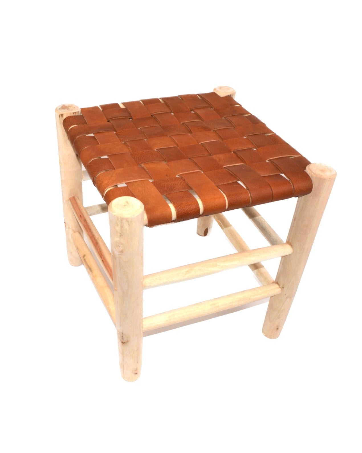 Aya Leather Lattice Stool