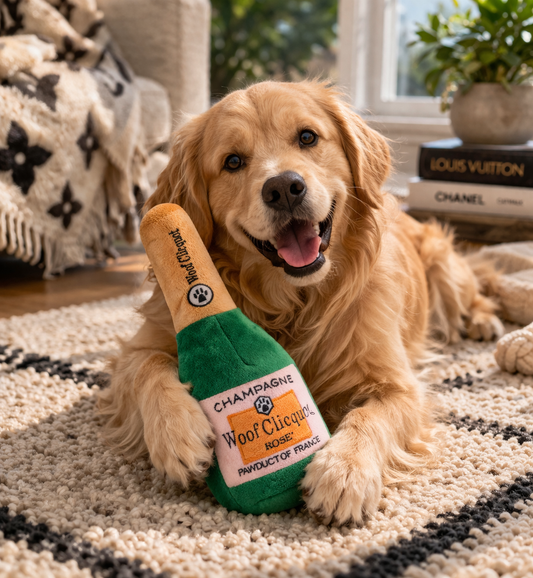 Woof Clicquot Rose' Champagne Bottle Squeaker Dog Toy (Large)