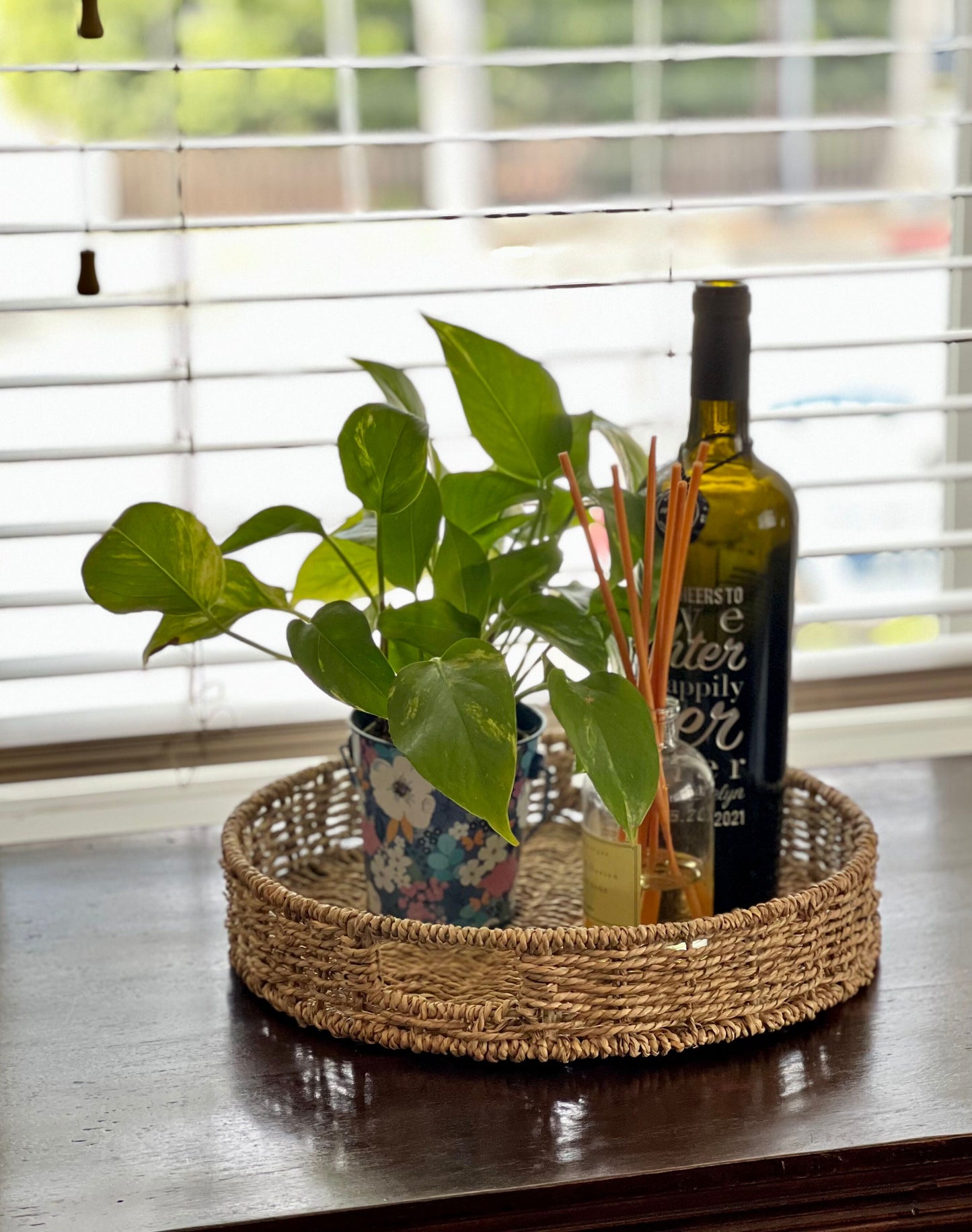 Handwoven Seagrass Serving Basket Tray (Set of 2)