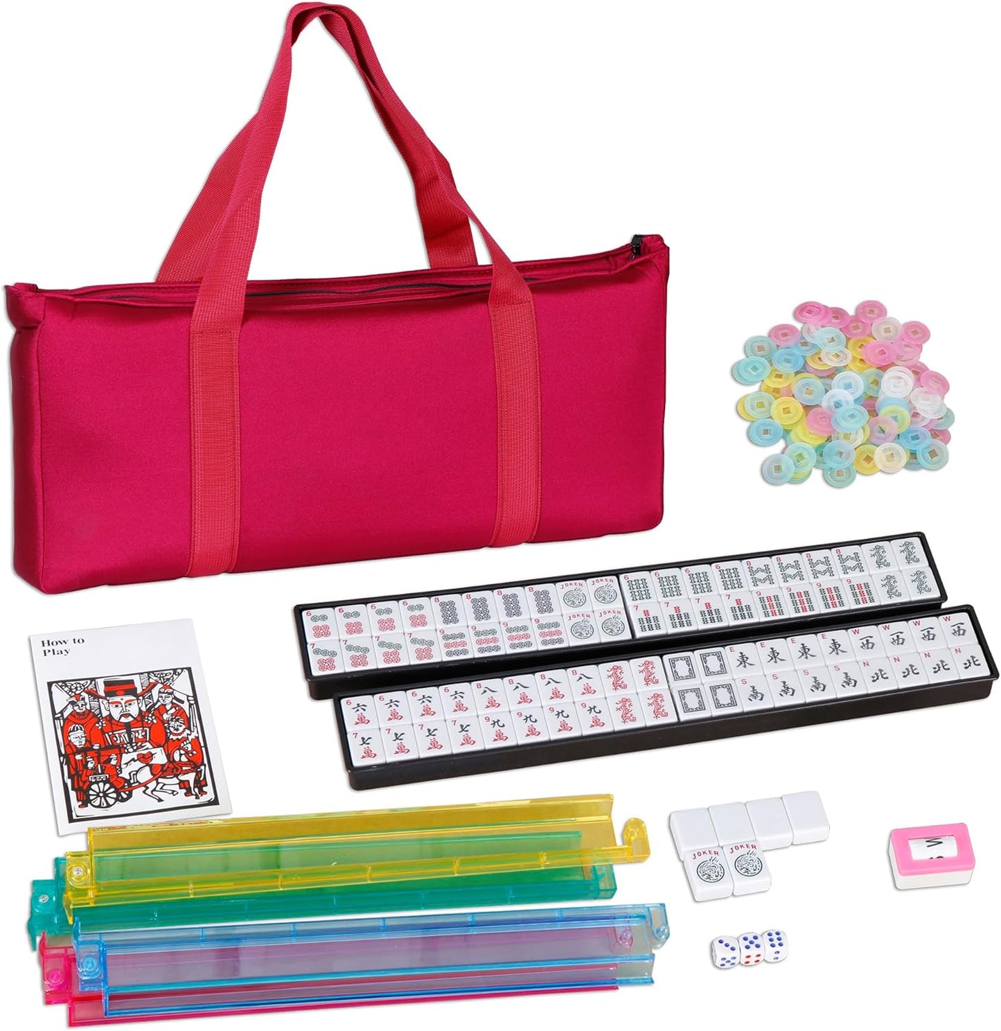Mahjong Travel Set – Complete American Mahjong Set with Tote & Accessories (Pink)