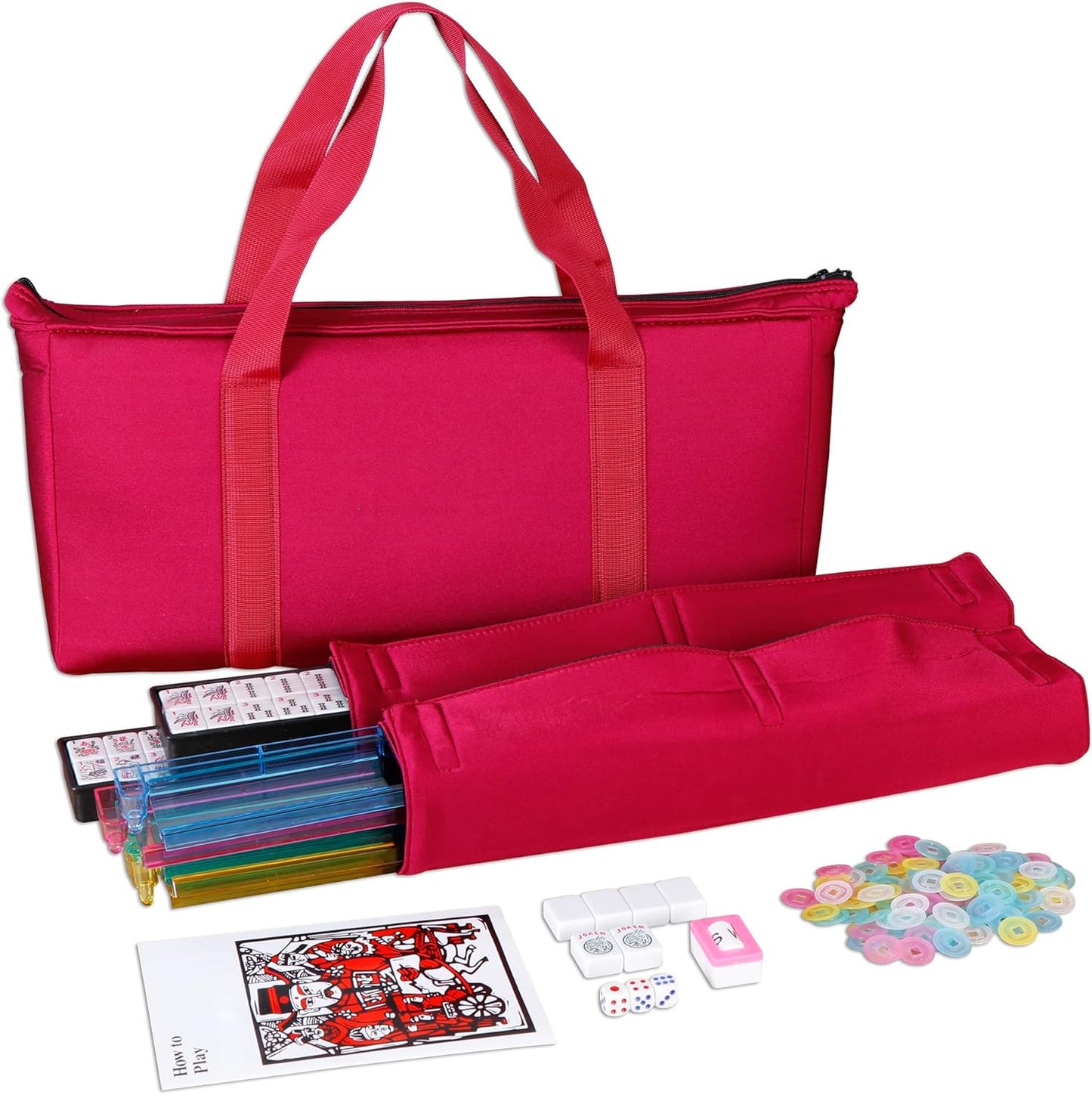 Mahjong Travel Set – Complete American Mahjong Set with Tote & Accessories (Pink)