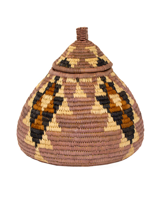 African Zulu Lidded Basket