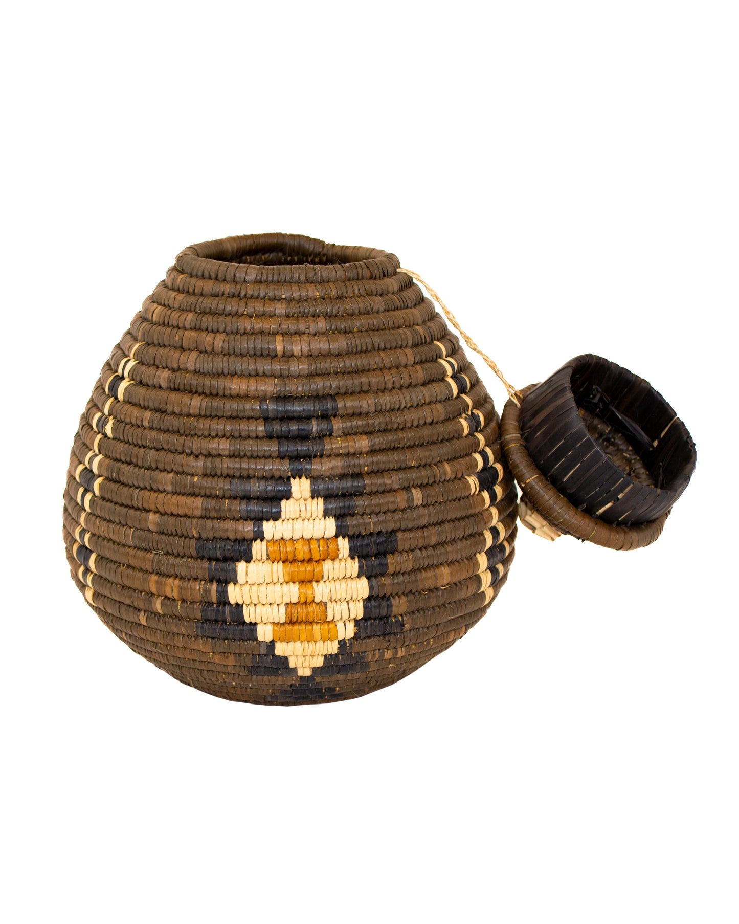 African Zulu Lidded Basket