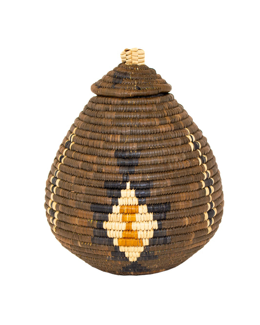 African Zulu Lidded Basket