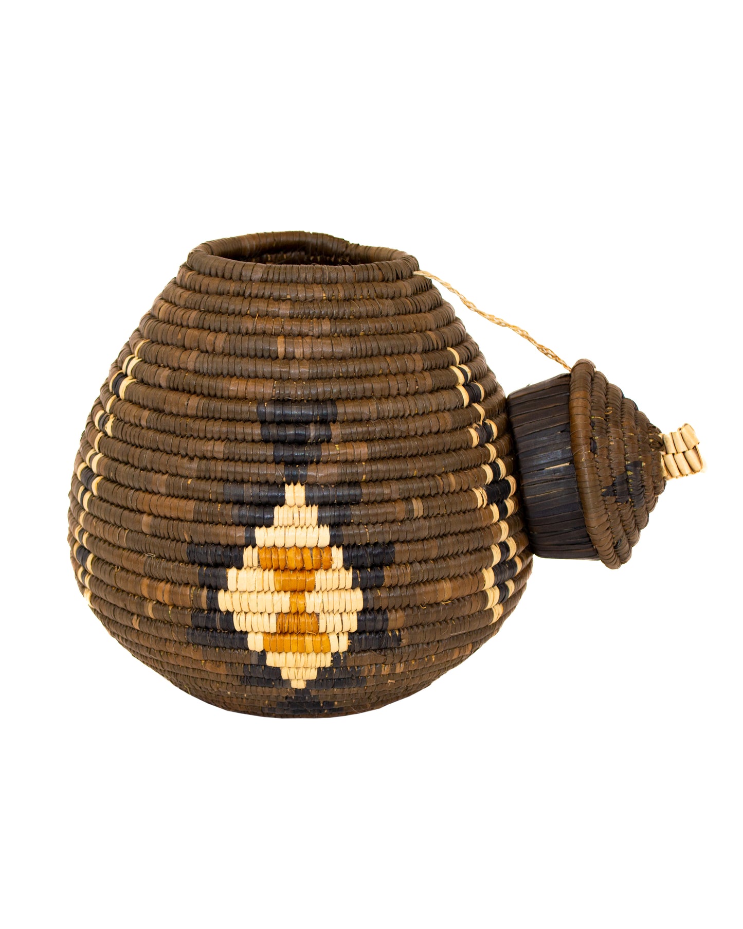 African Zulu Lidded Basket