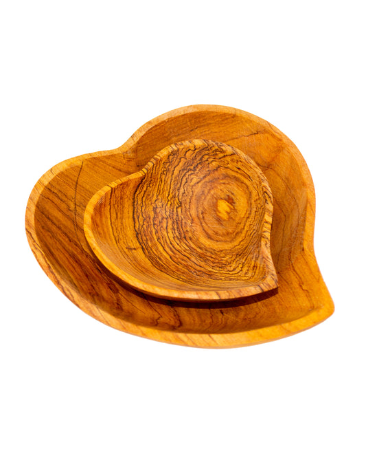 Nesting Wild Olive Wood Heart Trays (Set of 2)