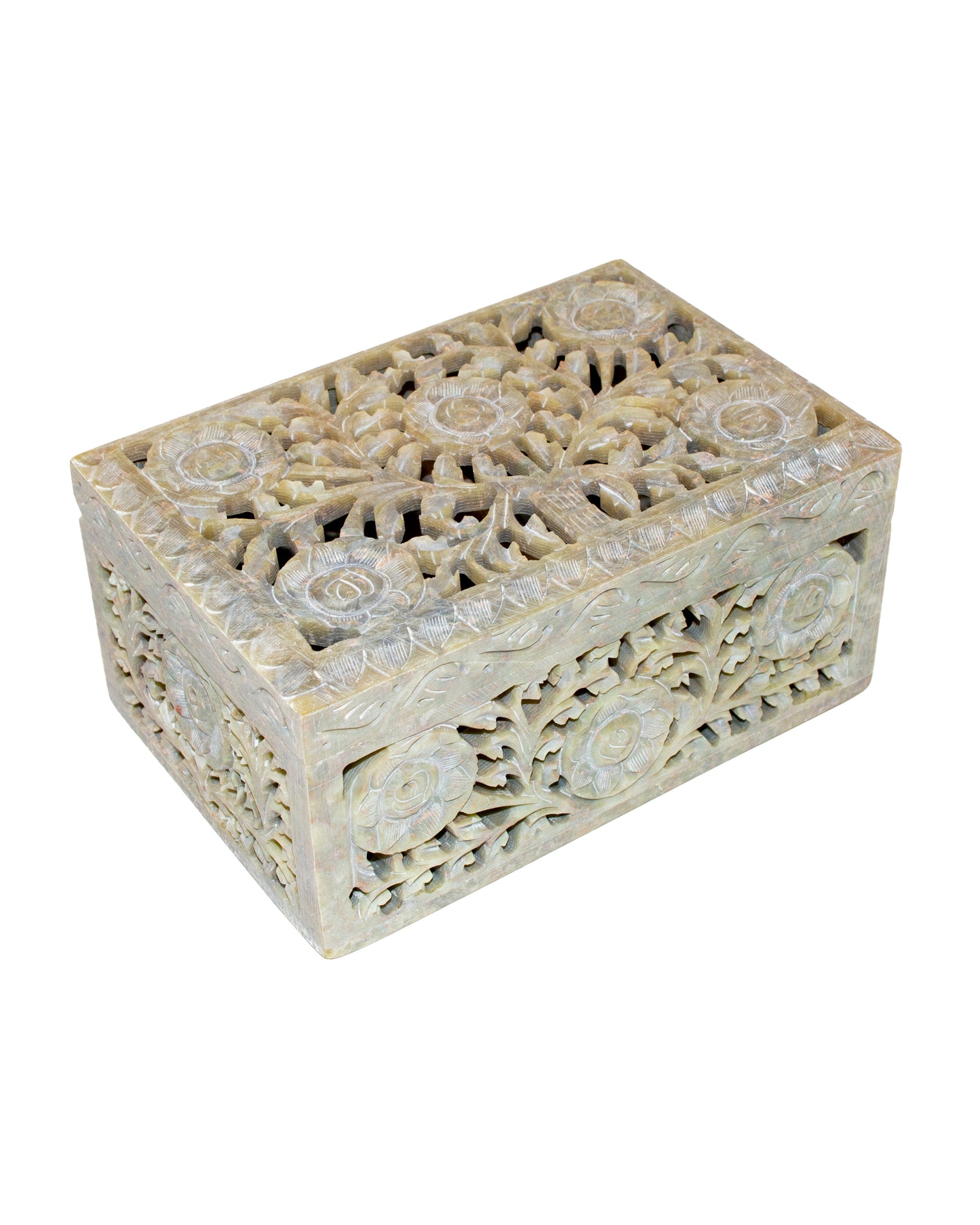 White Roses Soapstone Jewelry Box