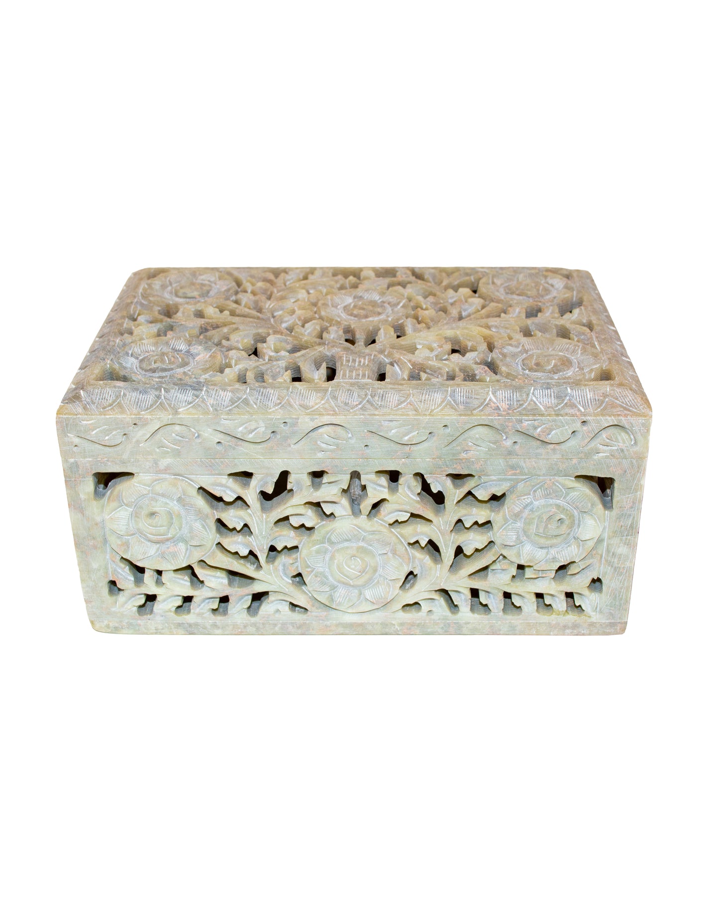 White Roses Soapstone Jewelry Box