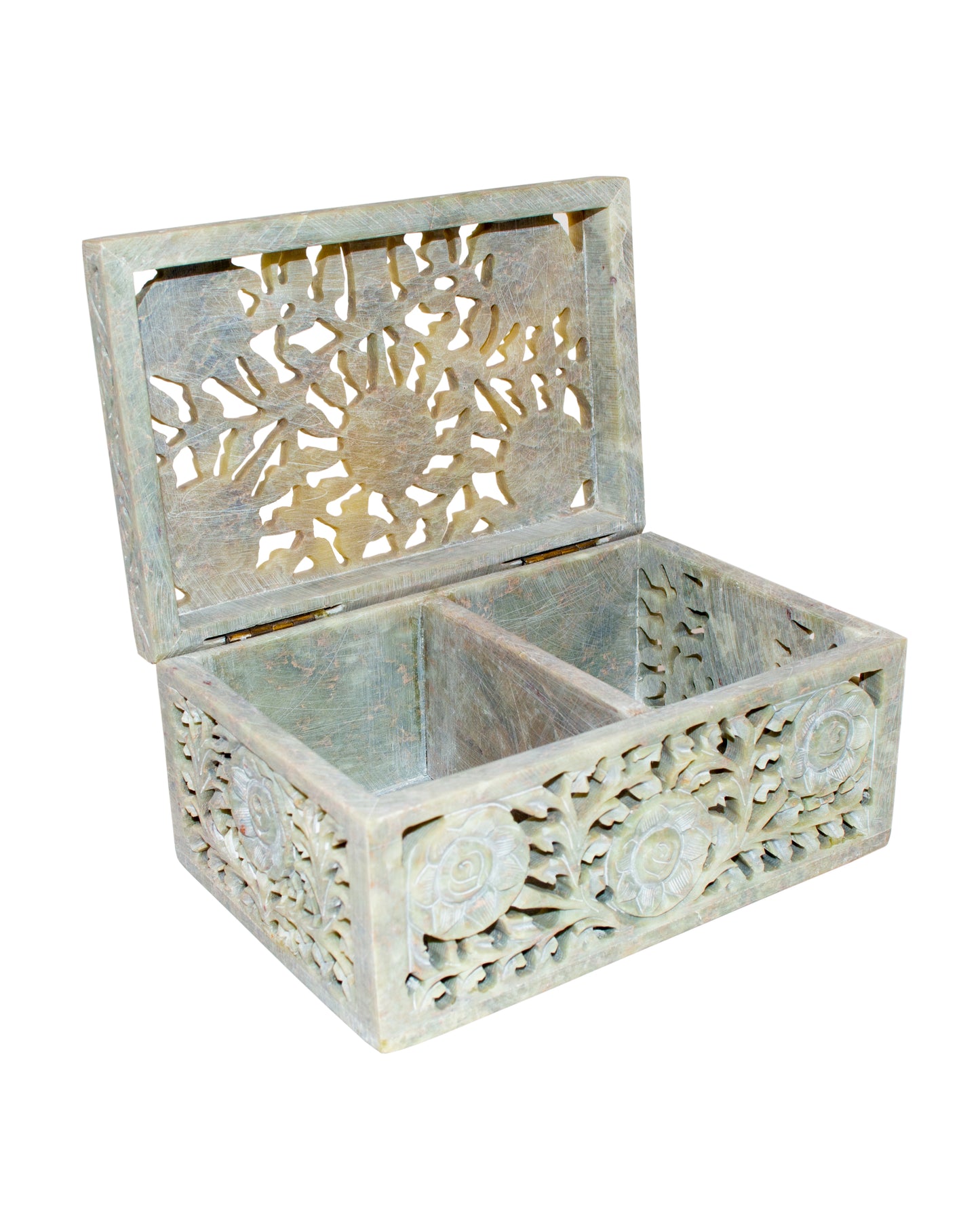 White Roses Soapstone Jewelry Box