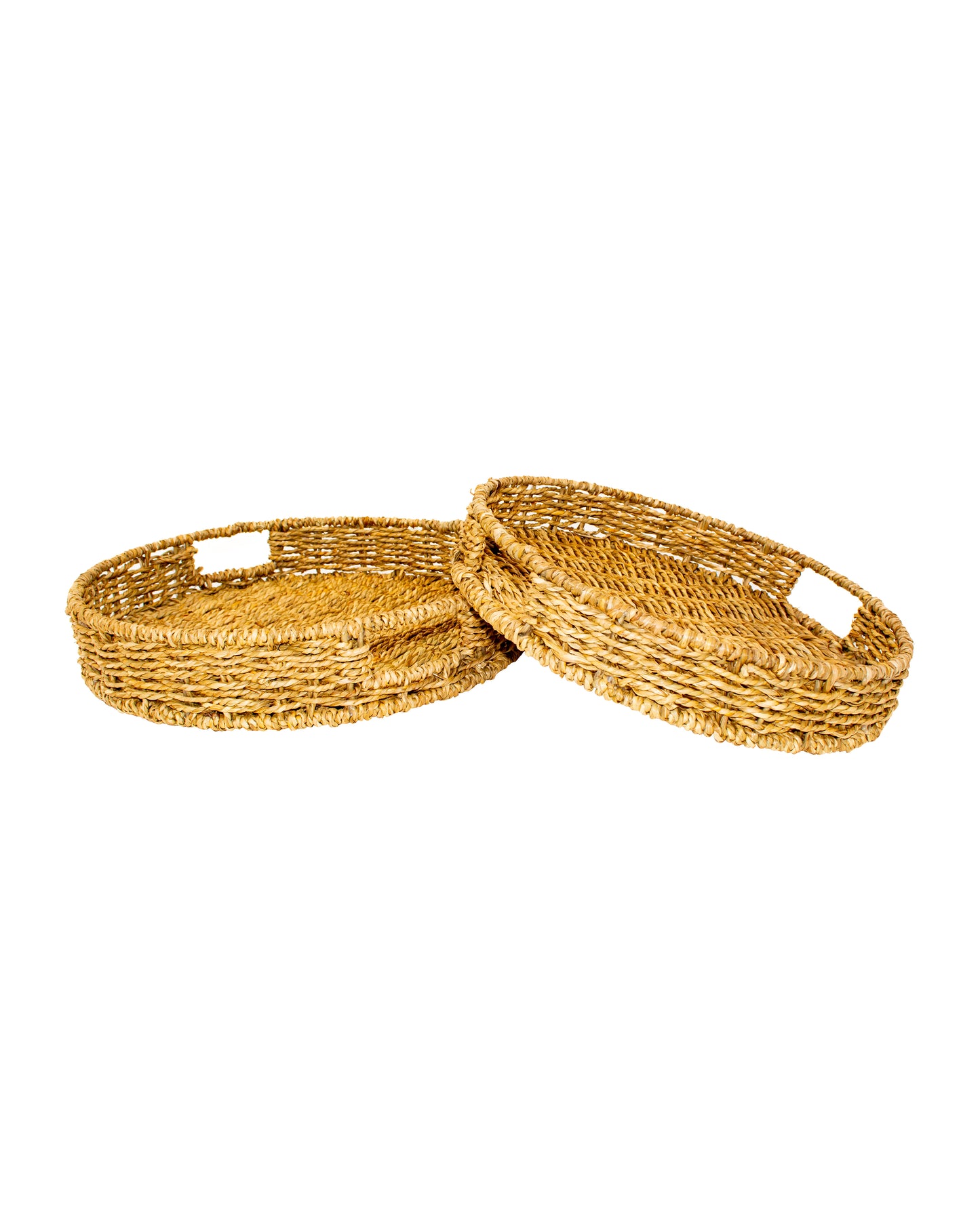 Handwoven Seagrass Serving Basket Tray (Set of 2)