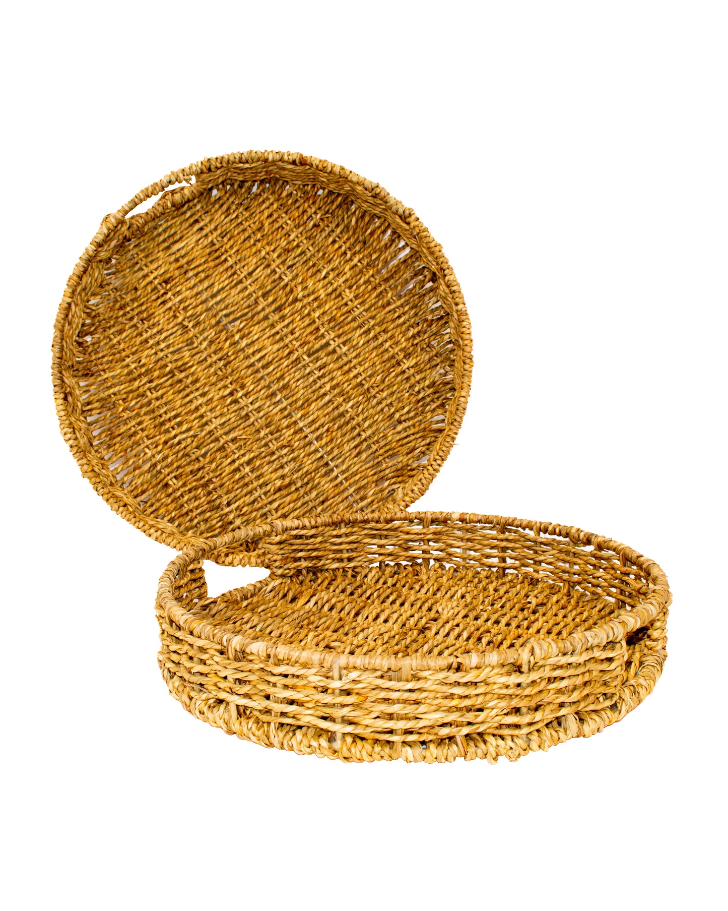 Handwoven Seagrass Serving Basket Tray (Set of 2)