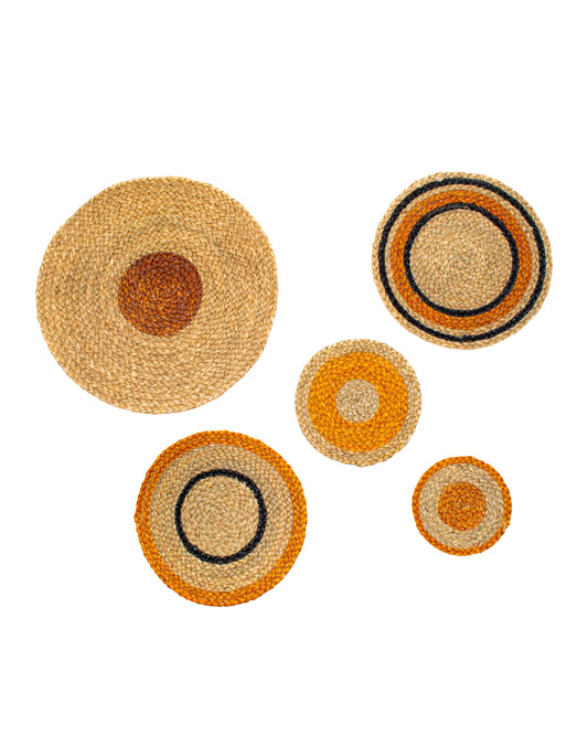 Graphic Seagrass Hanging Wall Disks (Set of 5)