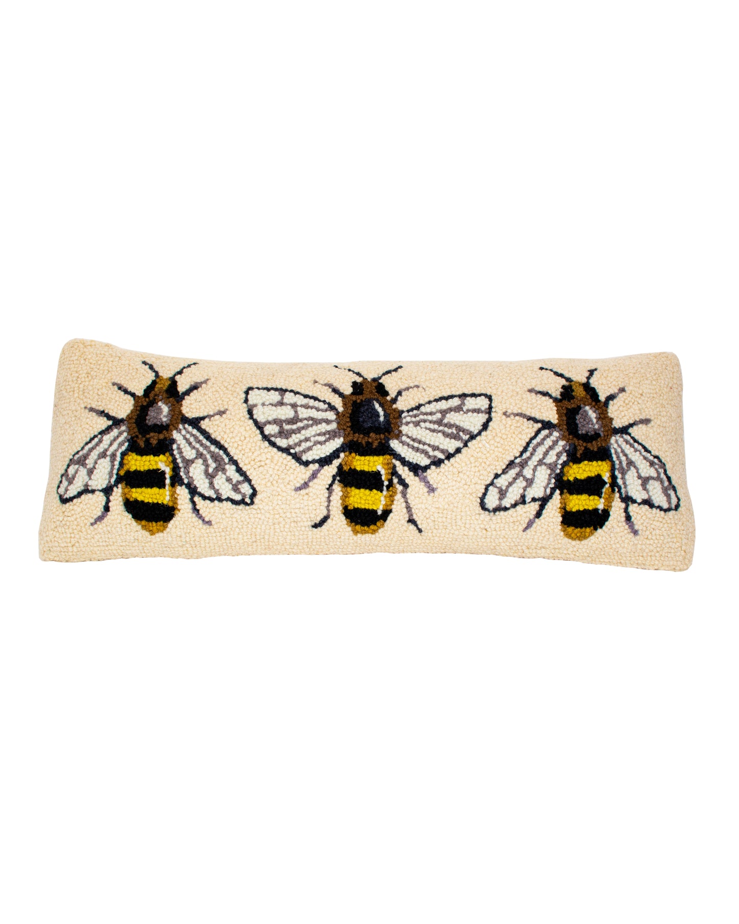 Bee Wool Hooked Pillow (24" x 8")