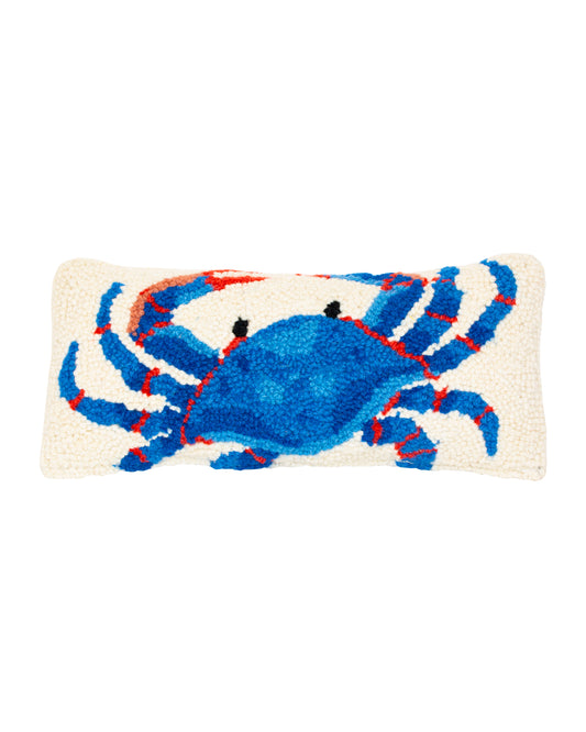 Crab Wool Hooked Pillow (12" x 5")