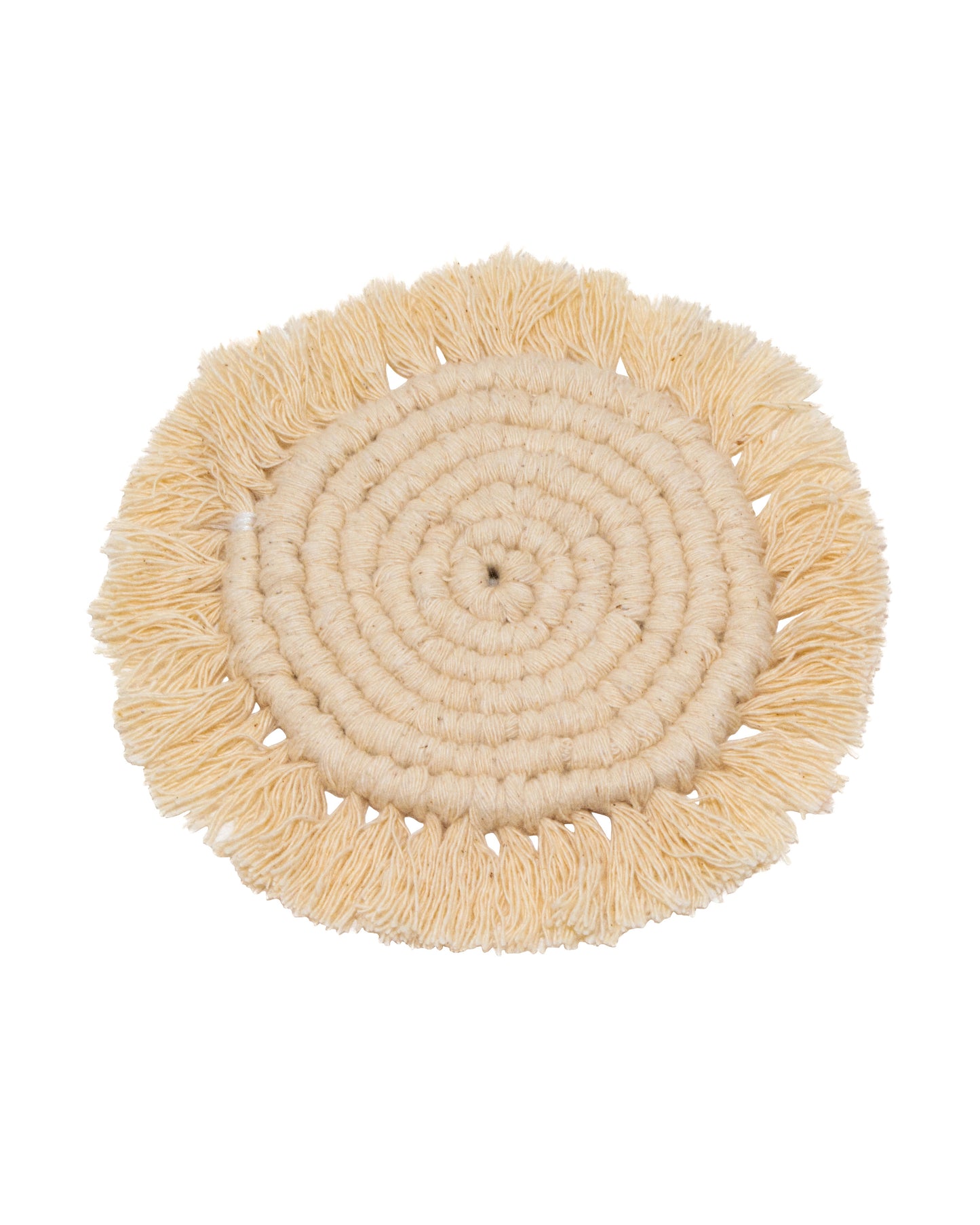 Natural Macrame Fringe Coasters (Set of 4)