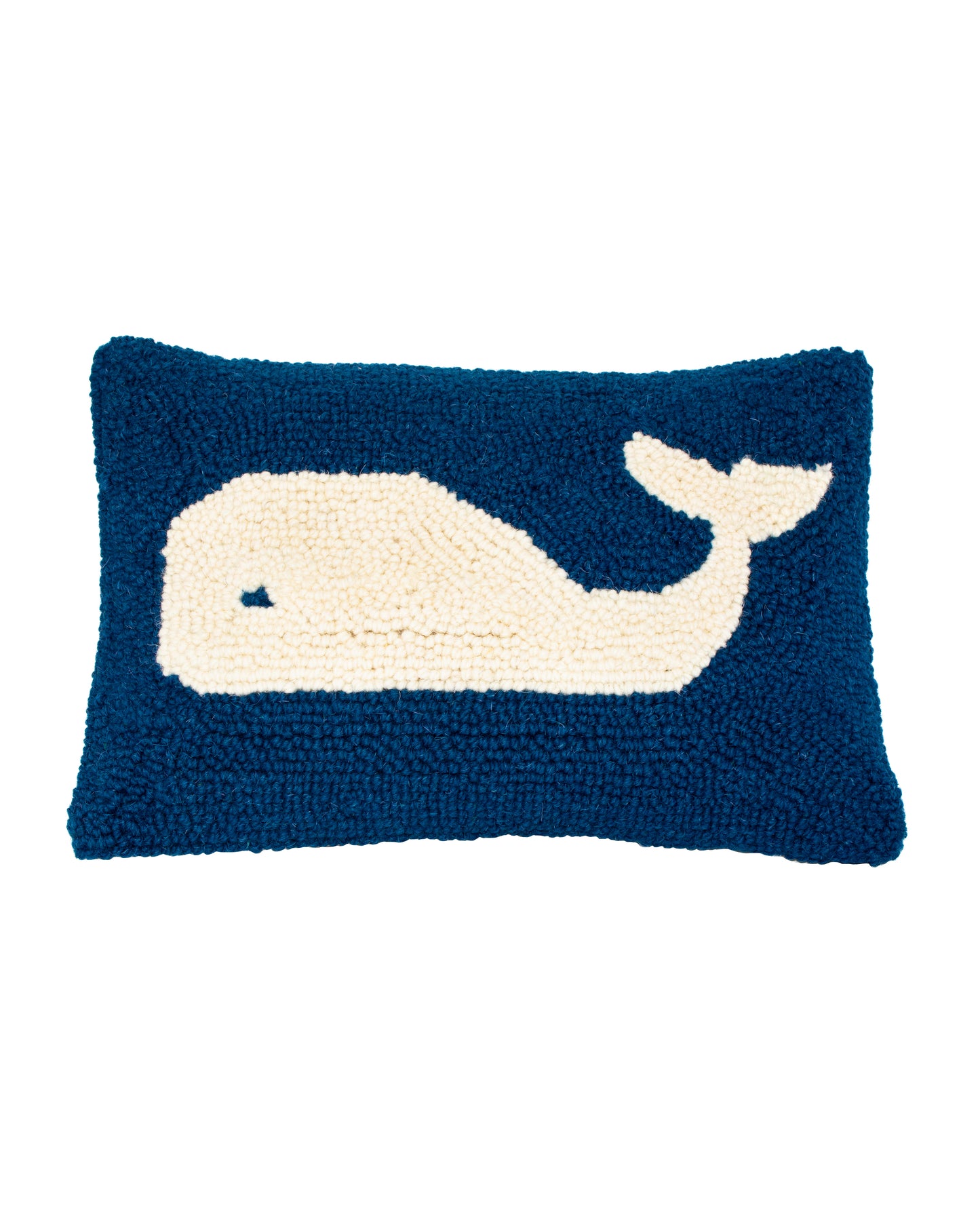 Whale Wool Hooked Pillow (12" x 8")