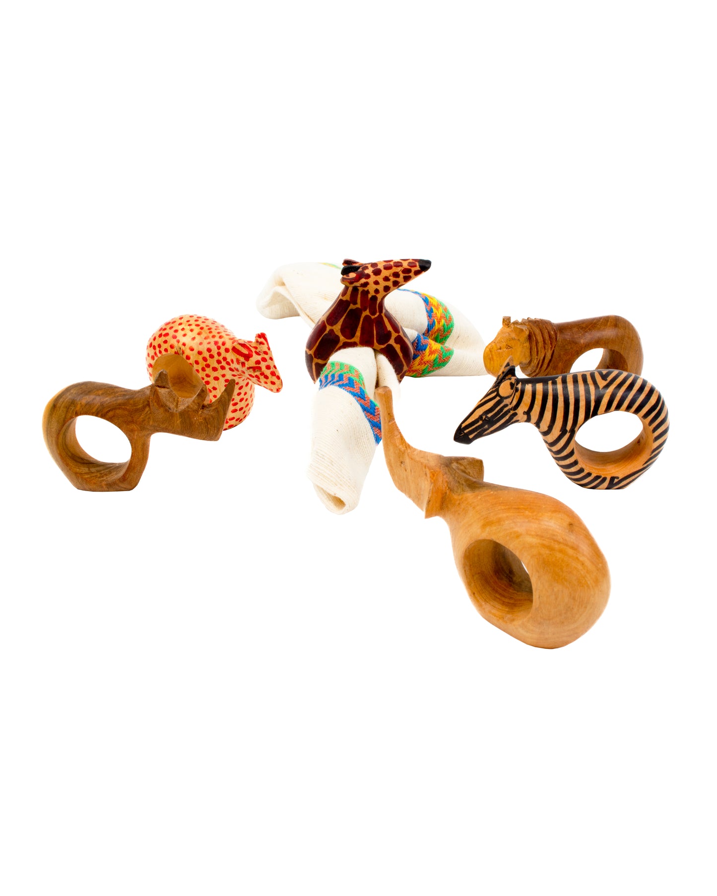 Safari Wooden Napkin Rings (Set of 6)