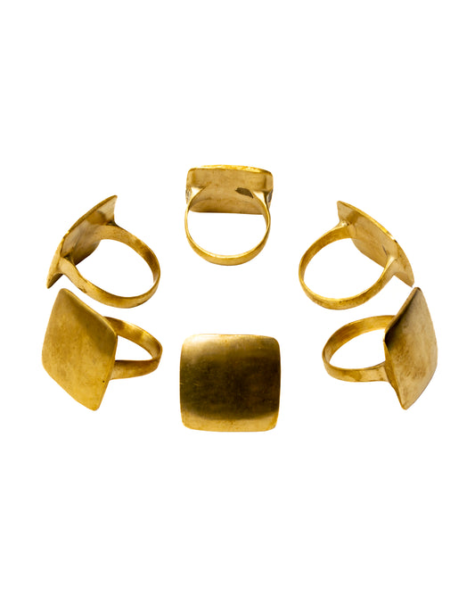 Square Brass Napkin Rings (Set of 6)