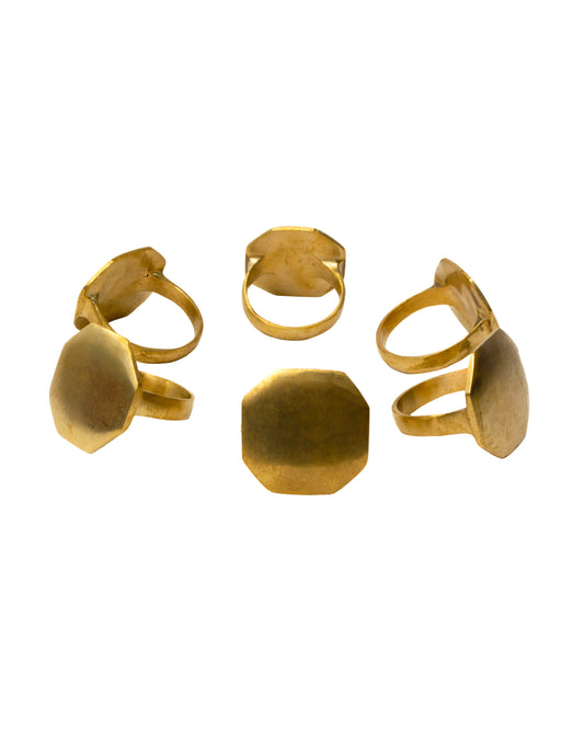 Octagon Brass Napkin Rings (Set of 6)
