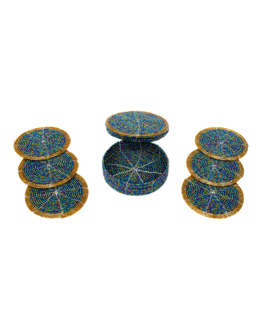 Kerubo Beaded Coasters with Case (Set of 6)